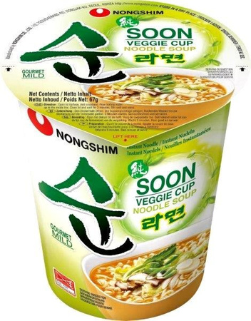 Zupa Soon Veggie Ramyun w kubku, lekko pikantna 67g - Nongshim