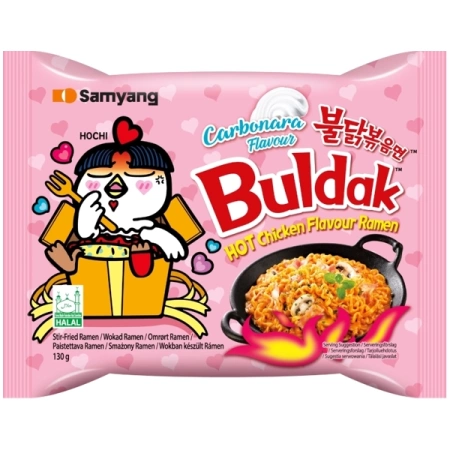 Ramyun Buldak o smaku ostrego kurczaka a la Carbonara, ogniście ostry 5 x 130g - Samyang