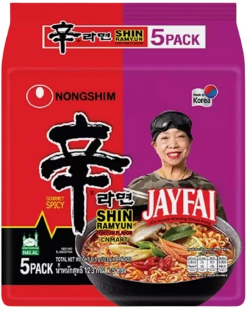 Oryginalna zupa Shin Ramyun Tom Yum Jayfai, bardzo ostra 5 x 123g - Nongshim