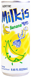 Milkis, mleczny napój gazowany o smaku bananowym z witaminami 250ml - LOTTE