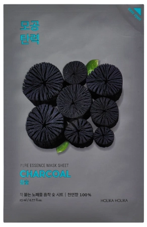Pure Essence Mask Sheet - Charcoal 23ml - Maska w płachcie z węglem aktywnym do skóry tłustej i problematycznej - Holika Holika