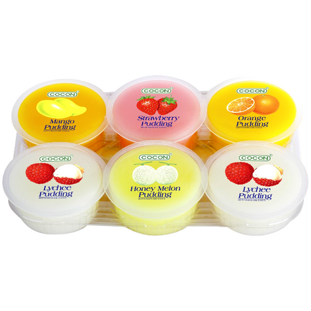 Pudding owocowy z Nata de Coco, różne smaki - 6 x 80g