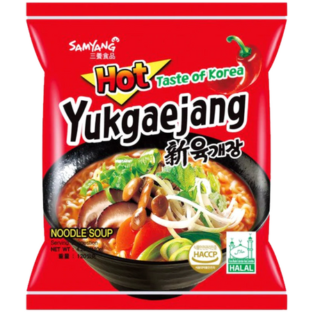 Zupa Hot Yukgaejang Ramyun o smaku rosołu grzybowego, ostra 120g - Samyang