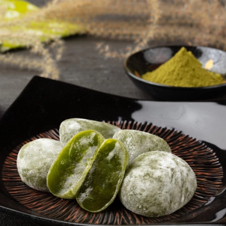 Uji Matcha Mochi, oryginalne ryżowe ciasteczka japońskie z dodatkiem Uji Matcha z Kioto 130g - Seiki