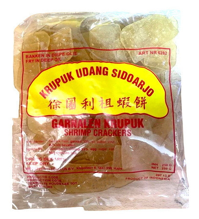 Chipsy, prażynki krewetkowe do smażenia 6x4cm Krupuk Udang Sidoarjo 250g - Finna