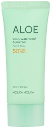 Aloe CICA Waterproof Sunscreen SPF 50+ PA++++ wodoodporny krem przeciwsłoneczny o działaniu kojącym i nawilżającym 100ml - Holika Holika