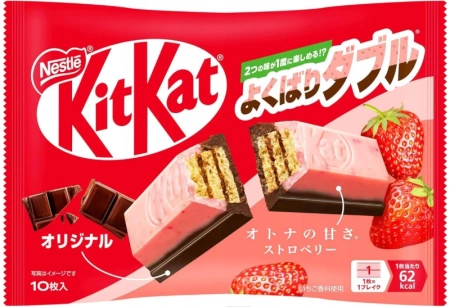 KitKat Mini Yokubari Double Strawberry - wafelki czekolada-truskawka, 10 sztuk (116g) Nestlé