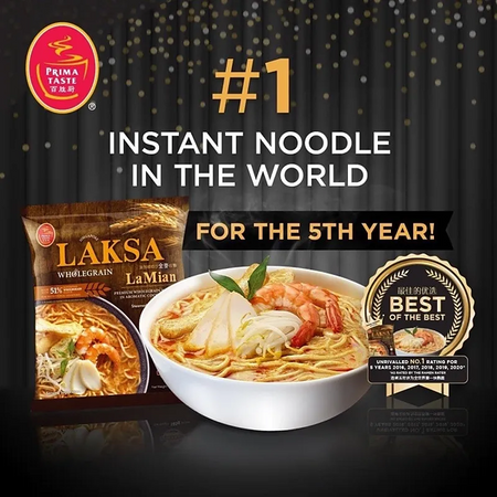 Zupa instant Singapore Laksa La Mian z makaronem pełnoziarnistym, pikantna 185g - Prima Taste