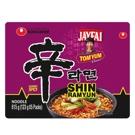Oryginalna zupa Shin Ramyun Tom Yum Jayfai, bardzo ostra 5 x 123g - Nongshim