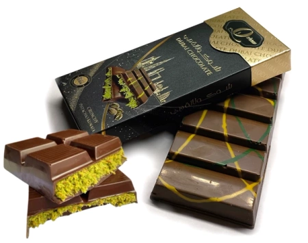 2 x Dubai Chocolate, zestaw czekolad dubajskich z kremem pistacjowym i ciastem kataifi - mleczna i biała 160g Q Chew