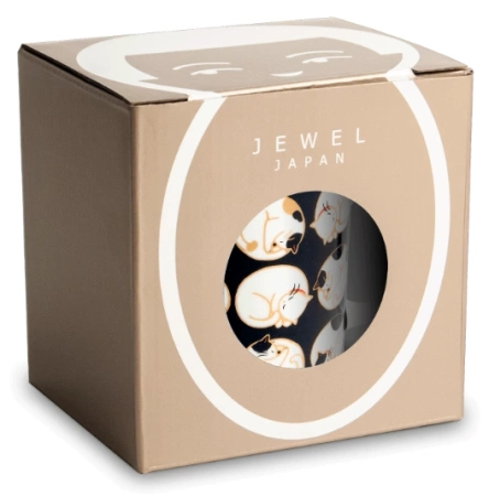 Kubek z filtrem do herbaty i pokrywką Śpiące Kotki 300ml - Jewel Japan