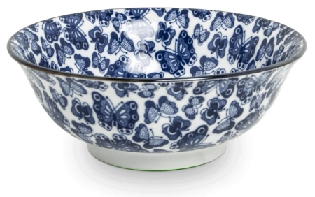 Zestaw dużych misek do ramenu/udonu w niebieskie wzory, 5 elementów