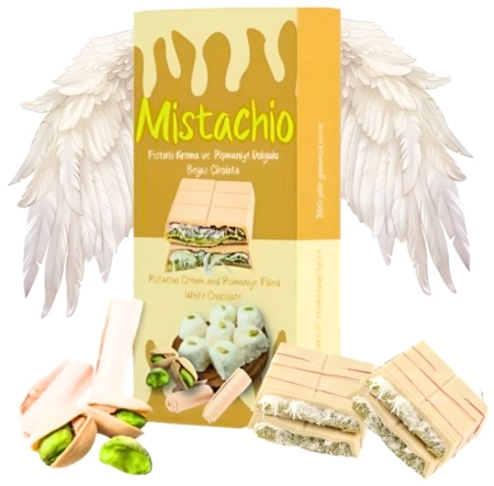 2 x Angel Hair Chocolate, zestaw czekolad z anielskim włosiem i pistacjami - biała i różowa 80g Mistachio