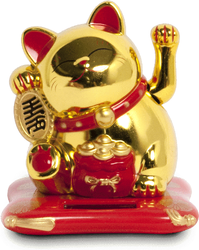 Kotek szczęścia Maneki Neko na baterię słoneczną, złoty 10,5cm