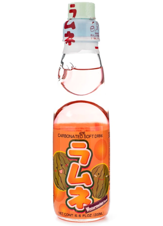 Napój Ramune Watermelon, japońska oranżada o smaku arbuzowym 200ml - Hata Kosen