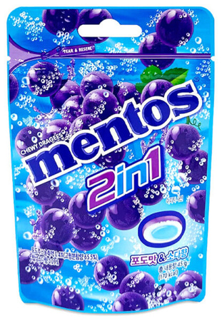 Cukierki, draże Grape Soda 2in1 winogronowe 45g - Mentos