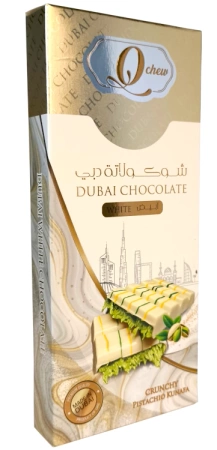 Dubai Chocolate White Crunchy Pistachio Kunafa, dubajska biała czekolada z pistacjami i ciastem kataifi 160g - Q Chew