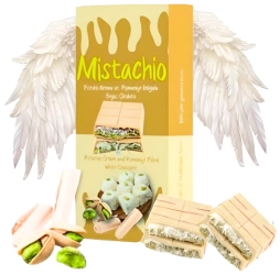 Angel Hair White Chocolate, biała czekolada z pistacjami i anielskim włosiem 80g - Mistachio