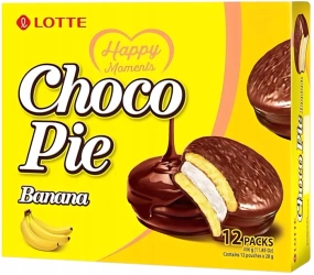 Choco Pie Banana, całe pudełko (12 x 28g) - Lotte