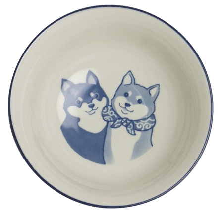 Zestaw 2 japońskich misek do ramenu, udonu pieski Shiba różowa i niebieska 15 x 7 cm - Emro