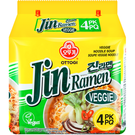 Zupa makaronowa Jin Ramen Veggie, lekko pikantna 4 x 110g - Ottogi