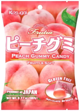 Frutia Peach Gummy, żelki o smaku brzoskwiniowym 107g - Kasugai
