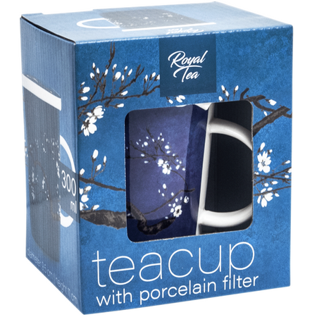 Kubek do herbaty z filtrem, porcelanowy Magnolia Blue 300ml - Royal Tea
