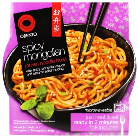 Danie makaron ramen Spicy Mongolian Bowl 240g - Obento