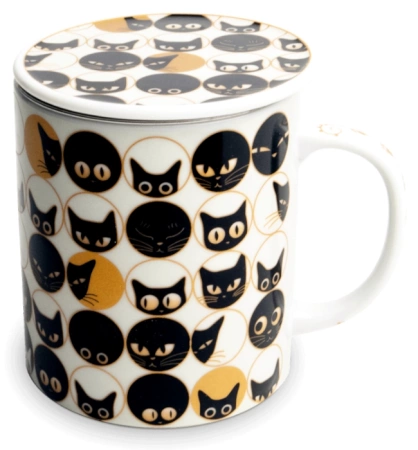 Kubek z filtrem do herbaty i pokrywką Kocie Oczka 300ml - Jewel Japan