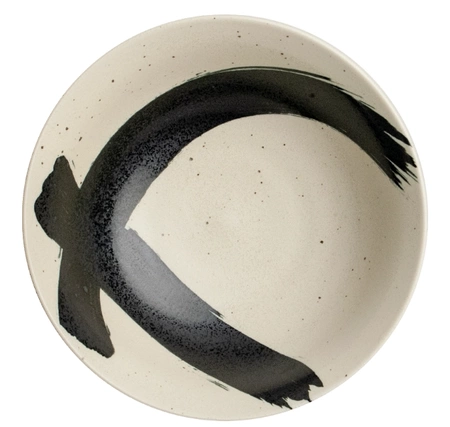 Zestaw 2 szt japońskich ceramicznych misek do ramenu biało-czarny i czarno-złoty 19,5 x 7,5 cm - Emro