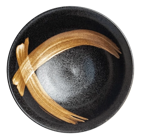Zestaw 2 szt japońskich ceramicznych misek do ramenu biało-czarny i czarno-złoty 19,5 x 7,5 cm - Emro