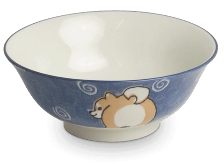 Zestaw 2 japońskich misek do ramenu, udonu pieski Shiba różowa i niebieska 15 x 7 cm - Emro