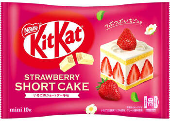 KitKat Mini Strawberry Shortcake - wafelki o smaku biszkoptu z trskawkami, torebka 10 sztuk (116g) Nestlé