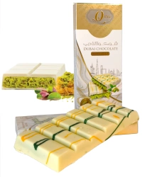 Dubai Chocolate White Crunchy Pistachio Kunafa, dubajska biała czekolada z pistacjami i ciastem kataifi 160g - Q Chew