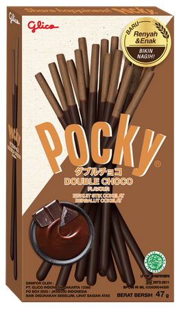 Pocky Double Choco, kakaowe paluszki z kremem czekoladowym 39g - Glico