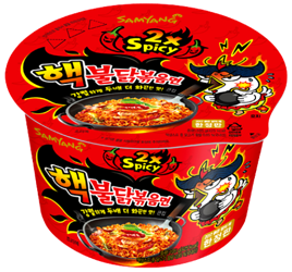 Buldak Ramyun 2xSpicy makaron instant o smaku bombowo ostrego kurczaka, duża micha 105g - Samyang