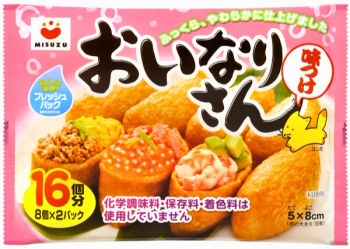 Edomae Inari Age, smażone kieszonki tofu do sushi 5x8cm 16szt 250g - Misuzu