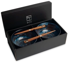 Zestaw misek do udonu Uzu niebieski, 4 elementy - Edo Japan