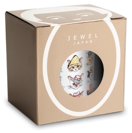 Kubek z filtrem do herbaty i pokrywką Kapeluszowe Kotki 300ml - Jewel Japan