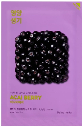 Pure Essence Mask Sheet Acai Berry 23ml - antyoksydacyjna maska z wyciągiem z jagód acai - Holika Holika