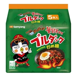 Danie o smaku ostrego kurczaka Jjajang Buldak 5 x 140g - Samyang Japan