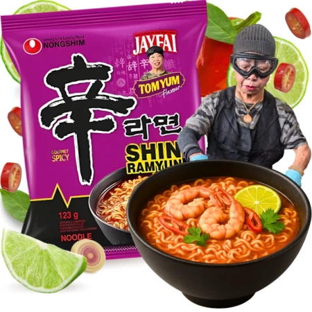 Oryginalna zupa Shin Ramyun Tom Yum Jayfai, bardzo ostra 5 x 123g - Nongshim