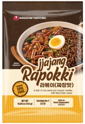 Kluski ryżowe z makaronem Ramen Jjajang Rapokki z sosem z czarnej fasoli 414g - Nongshim