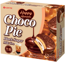 Choco Pie Black Sugar Milk Tea, całe pudełko (12 x 28g) - Lotte