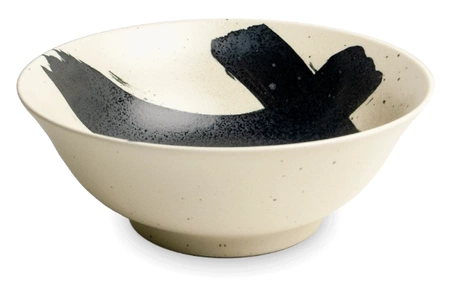 Zestaw 2 szt japońskich ceramicznych misek do ramenu biało-czarny i czarno-złoty 19,5 x 7,5 cm - Emro