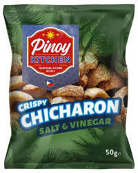 Chicharon Salt & Vinegar, chrupki mięsne, skórki wieprzowe o smaku soli i octu 50g - Pinoy Kitchen