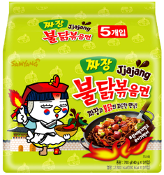Ramyun o smaku ostrego kurczaka z sosem Jjajang, ogniście ostry 5 x 140g - Samyang
