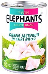 Zielony jackfruit w słonej zalewie 24 x 540g (cały karton) - Twin Elephants & Earth Brand