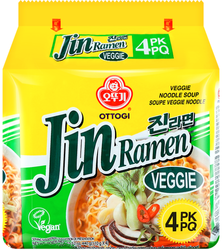 Zupa makaronowa Jin Ramen Veggie, lekko pikantna 4 x 110g - Ottogi