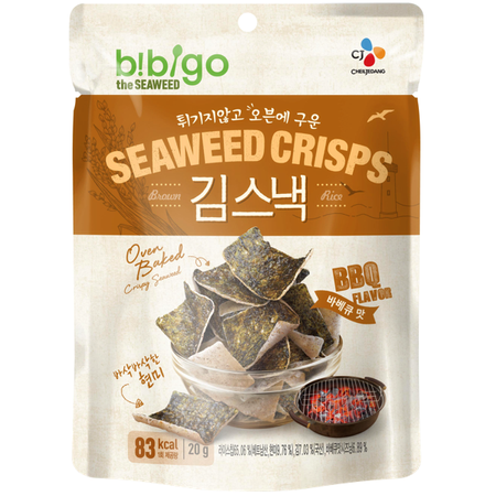Chipsy Seaweed Crisps z brązowego ryżu i wodorostów BBQ 20g - CJ Bibigo